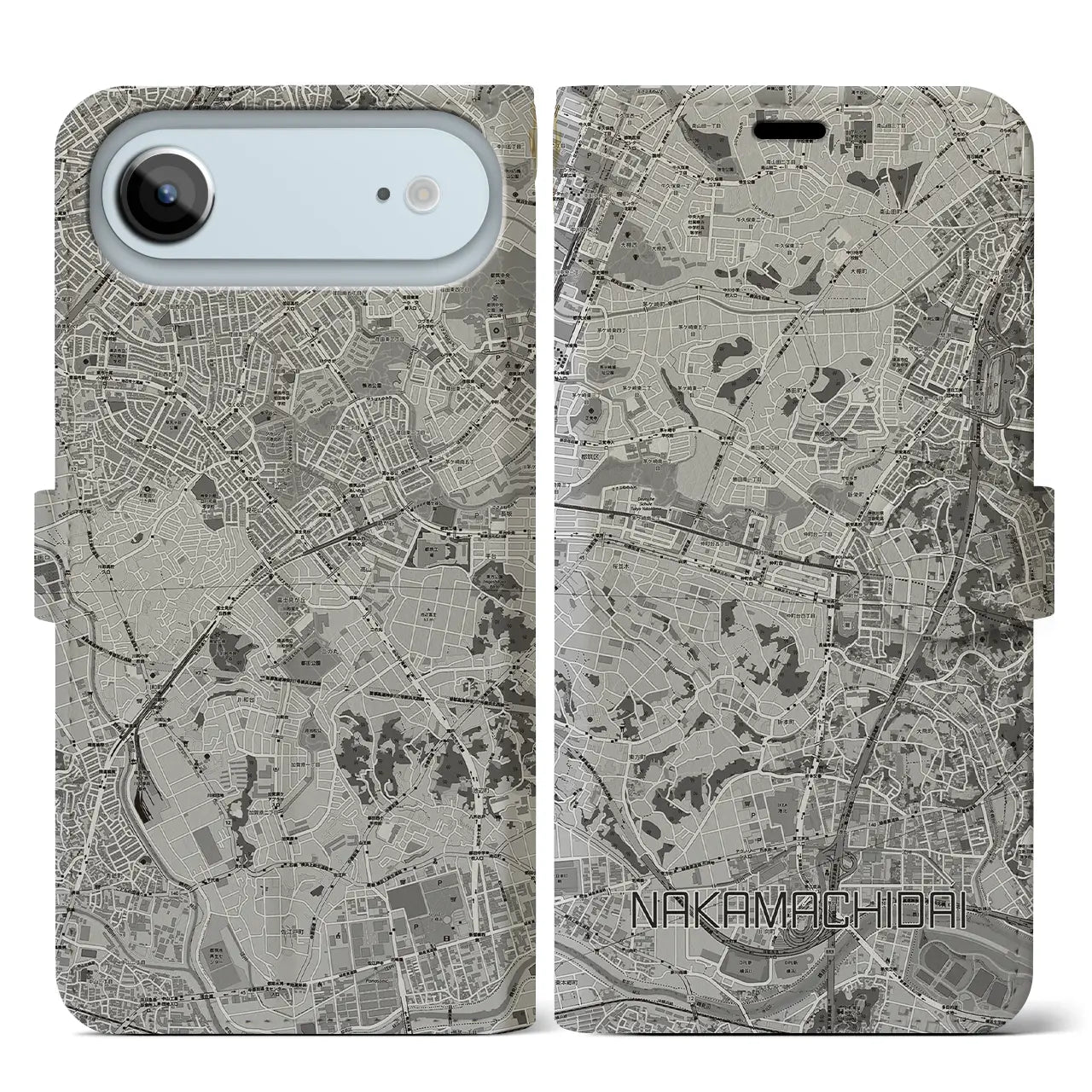 【仲町台（神奈川県）】地図柄iPhoneケース（手帳タイプ）