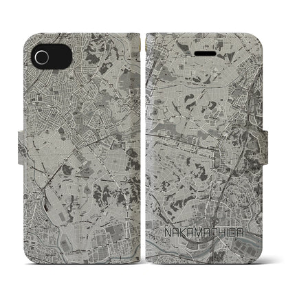 【仲町台（神奈川県）】地図柄iPhoneケース（手帳タイプ）モノトーン・iPhone SE（第3 / 第2世代） / 8 / 7 / 6s / 6 用