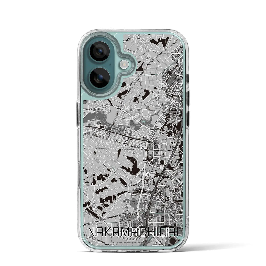 【仲町台（神奈川県）】地図柄iPhoneケース（MagSafeタイプ）モノトーン・iPhone 16 Pro 用