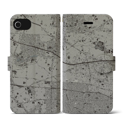 【中村橋（東京都）】地図柄iPhoneケース（手帳タイプ）モノトーン・iPhone SE（第3 / 第2世代） / 8 / 7 / 6s / 6 用