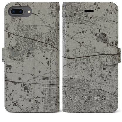 【中村橋（東京都）】地図柄iPhoneケース（手帳タイプ）モノトーン・iPhone 8Plus /7Plus / 6sPlus / 6Plus 用