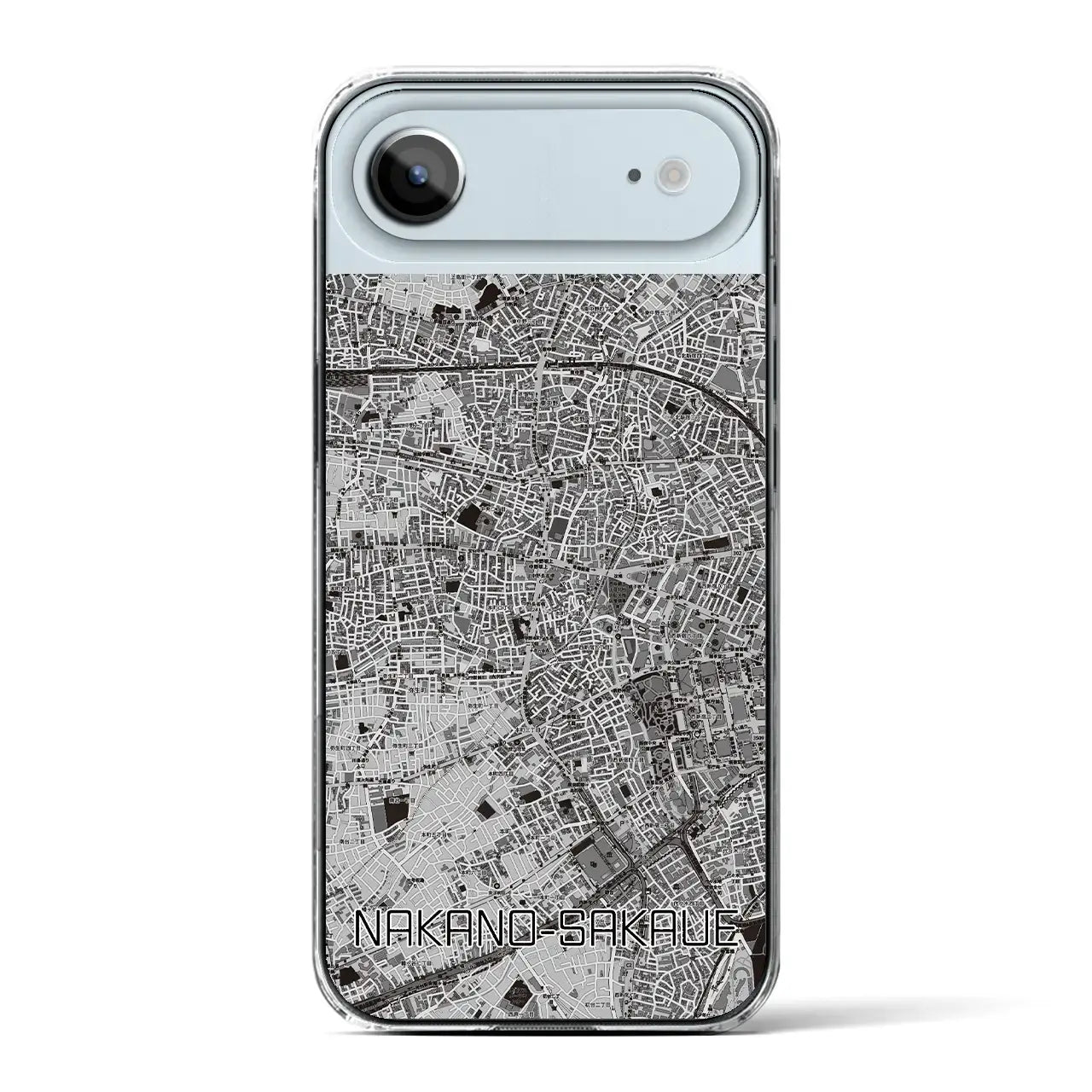 【中野坂上（東京都）】地図柄iPhoneケース（クリアタイプ）モノトーン・iPhone 17 Pro Max 用