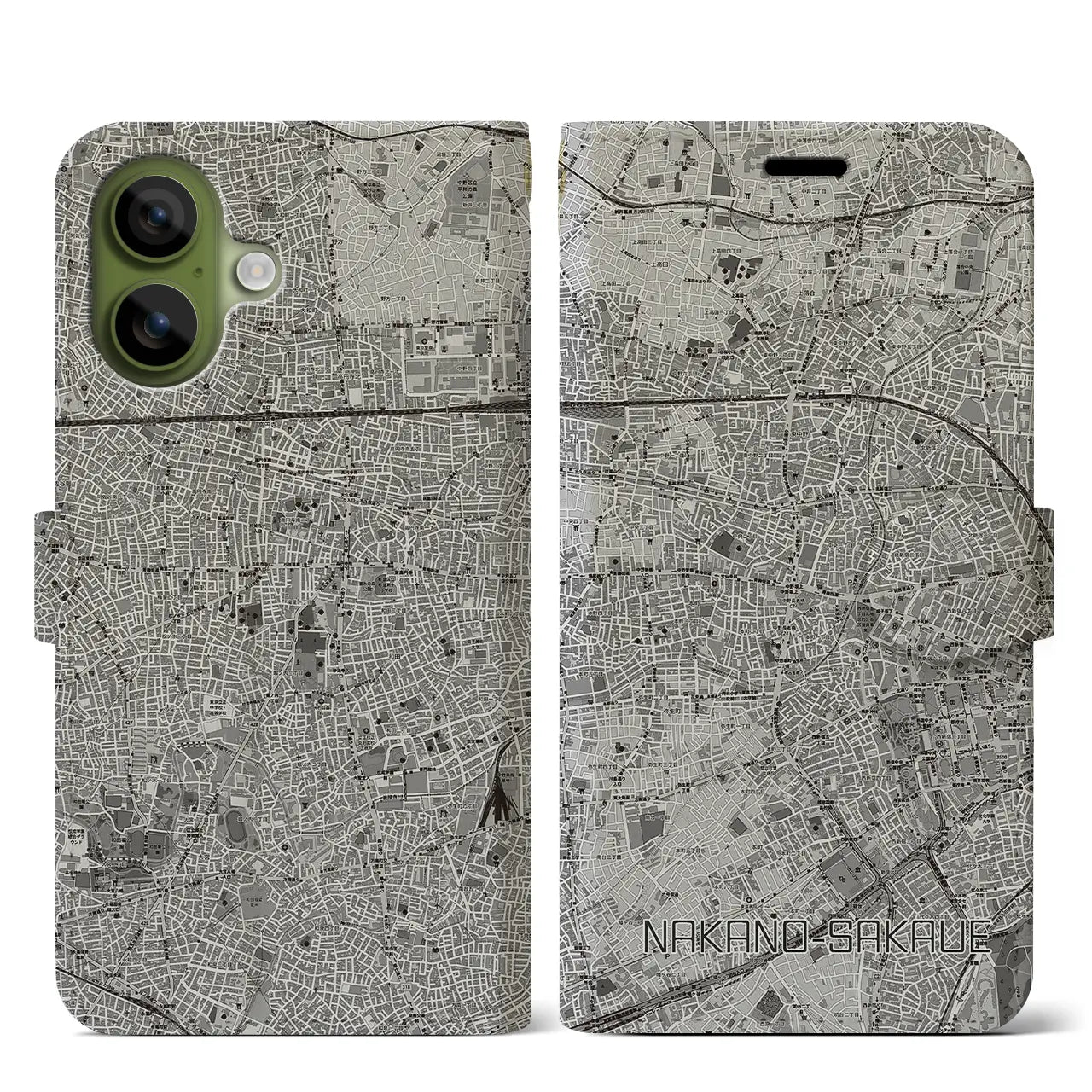 【中野坂上（東京都）】地図柄iPhoneケース（手帳タイプ）