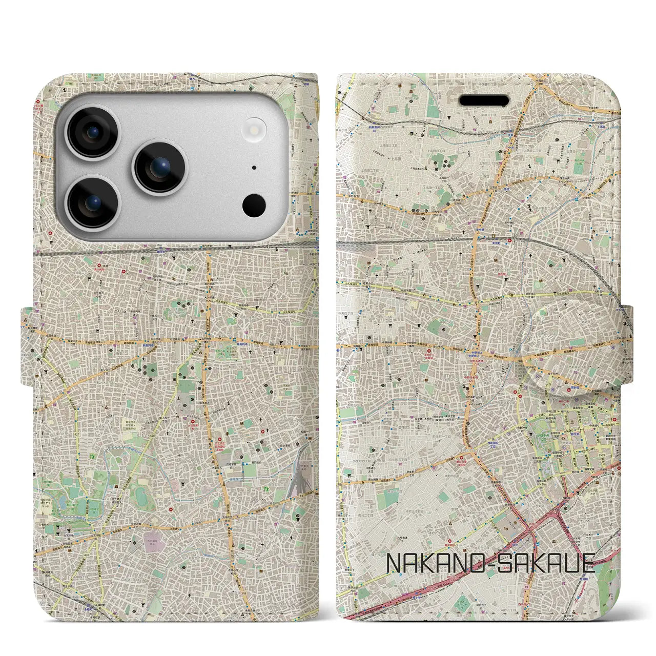 【中野坂上（東京都）】地図柄iPhoneケース（手帳タイプ）