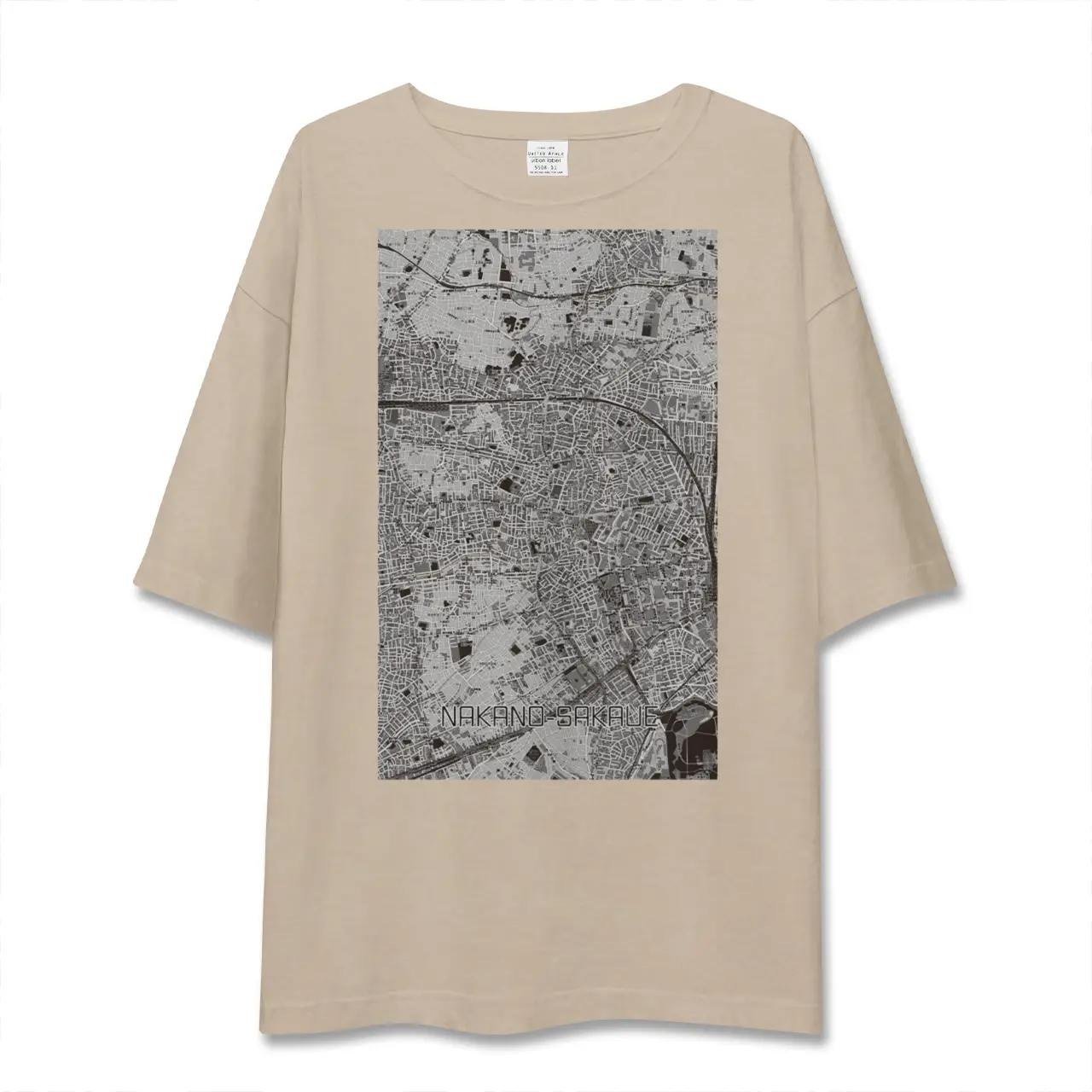 【中野坂上（東京都）】地図柄ビッグシルエットTシャツ