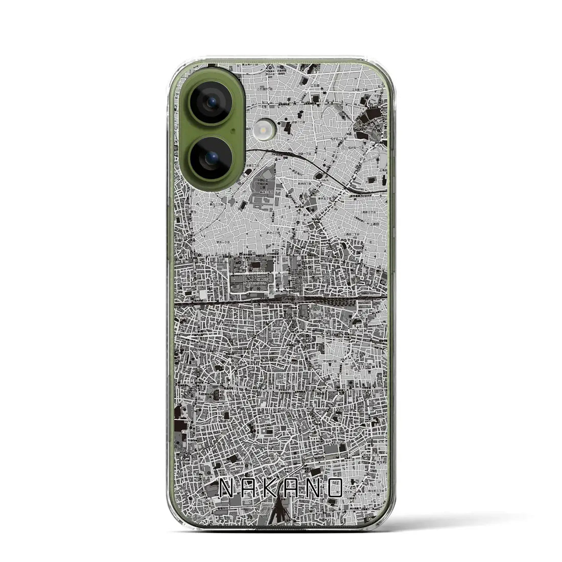 【中野2（東京都）】地図柄iPhoneケース（クリアタイプ）モノトーン・iPhone 17 Pro Max 用