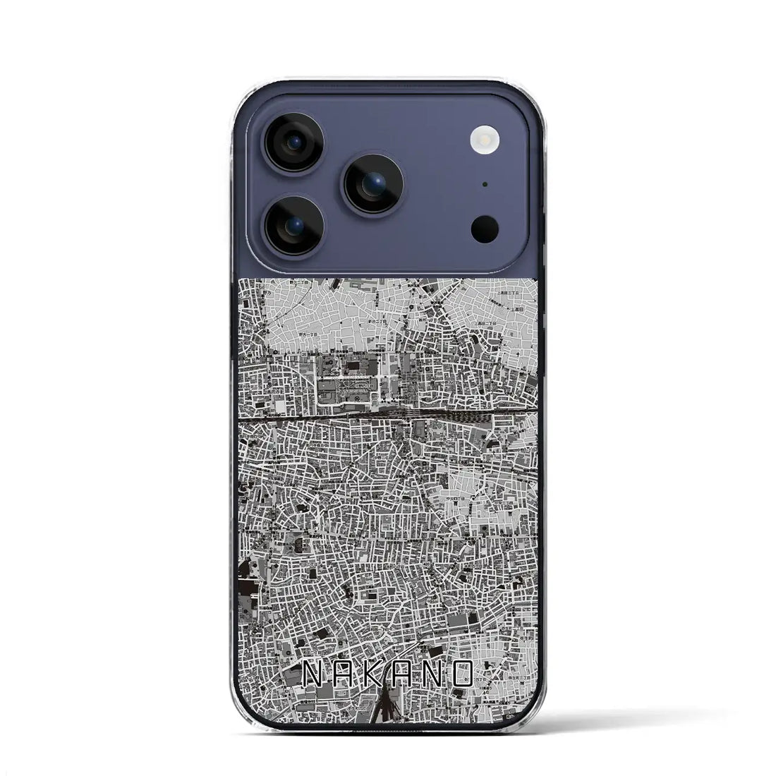 【中野2（東京都）】地図柄iPhoneケース（クリアタイプ）モノトーン・iPhone 17 Pro Max 用