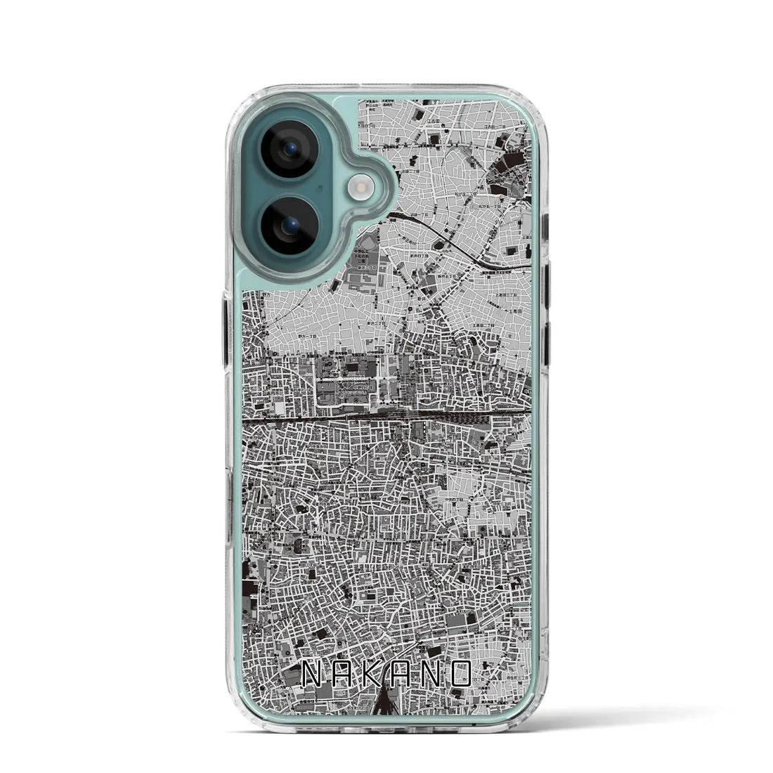 【中野2（東京都）】地図柄iPhoneケース（MagSafeタイプ）モノトーン・iPhone 16 Pro 用
