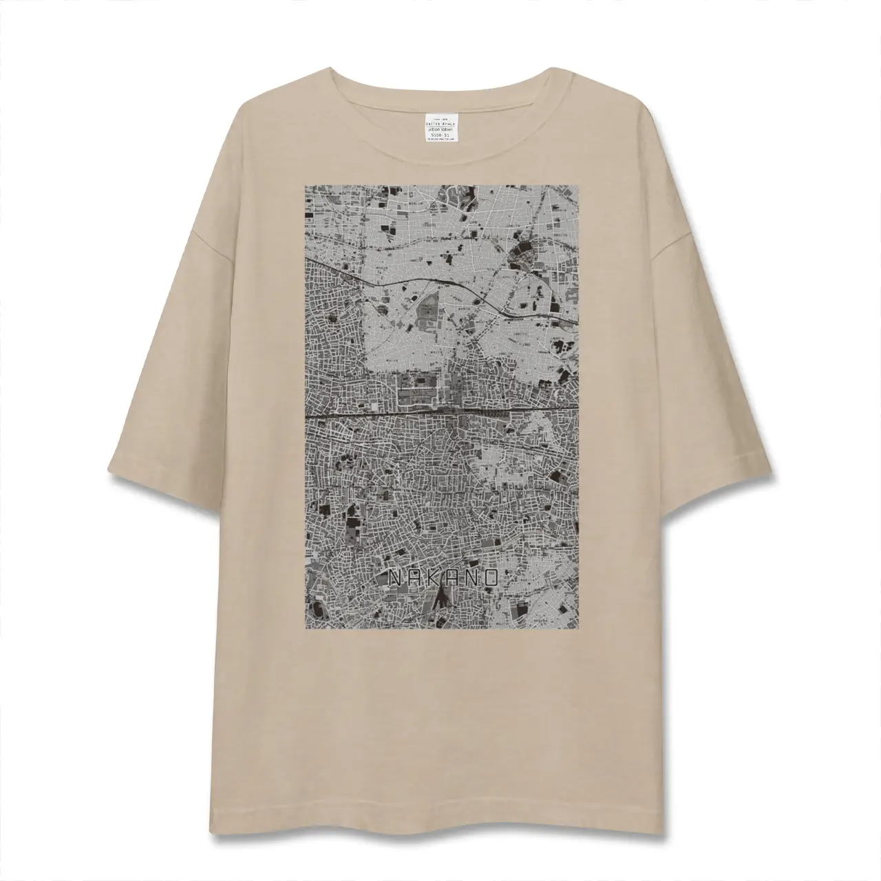 【中野2（東京都）】地図柄ビッグシルエットTシャツ