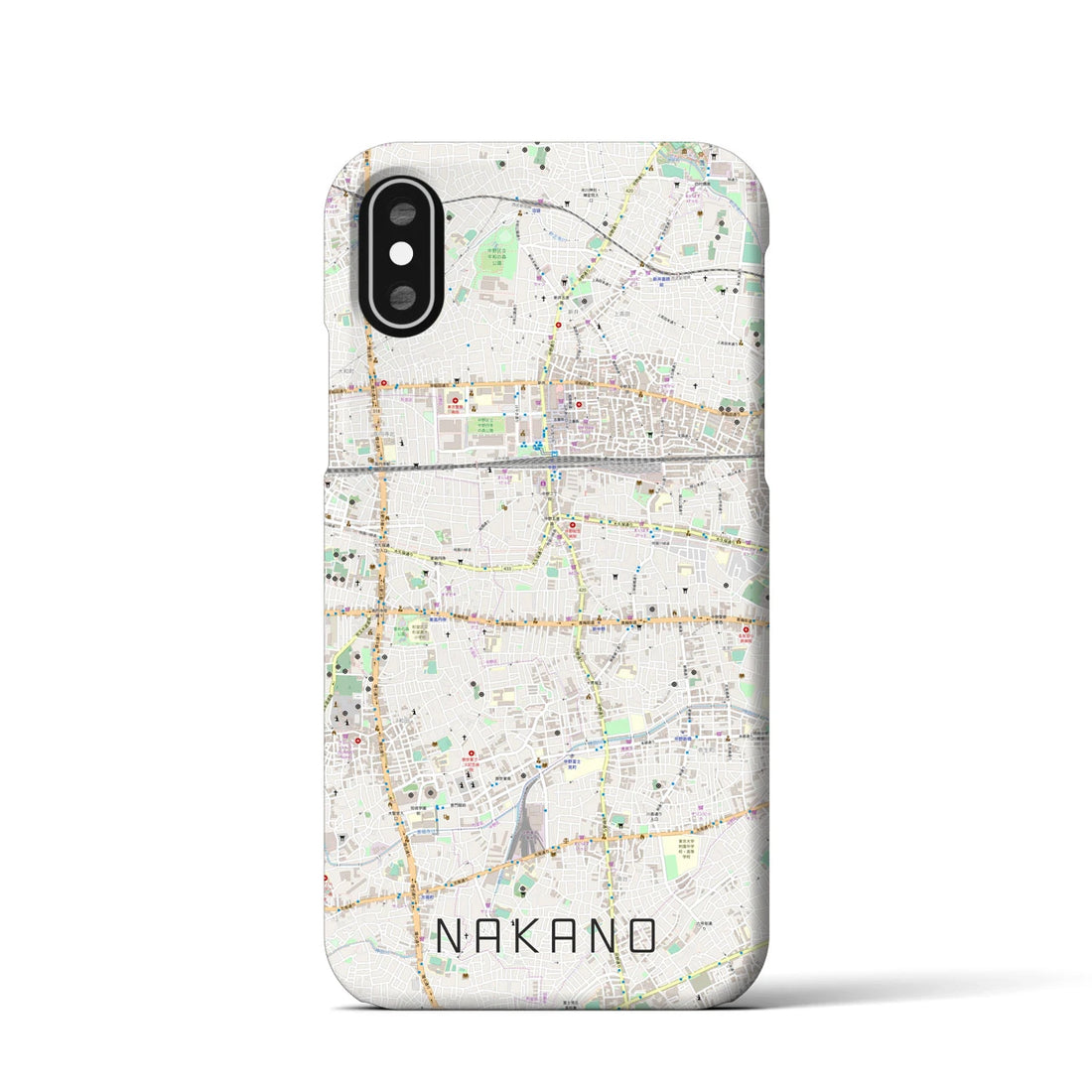 【中野(東京都)】地図柄iPhoneケース(バックカバータイプ)ナチュラル・iPhone XS / X 用