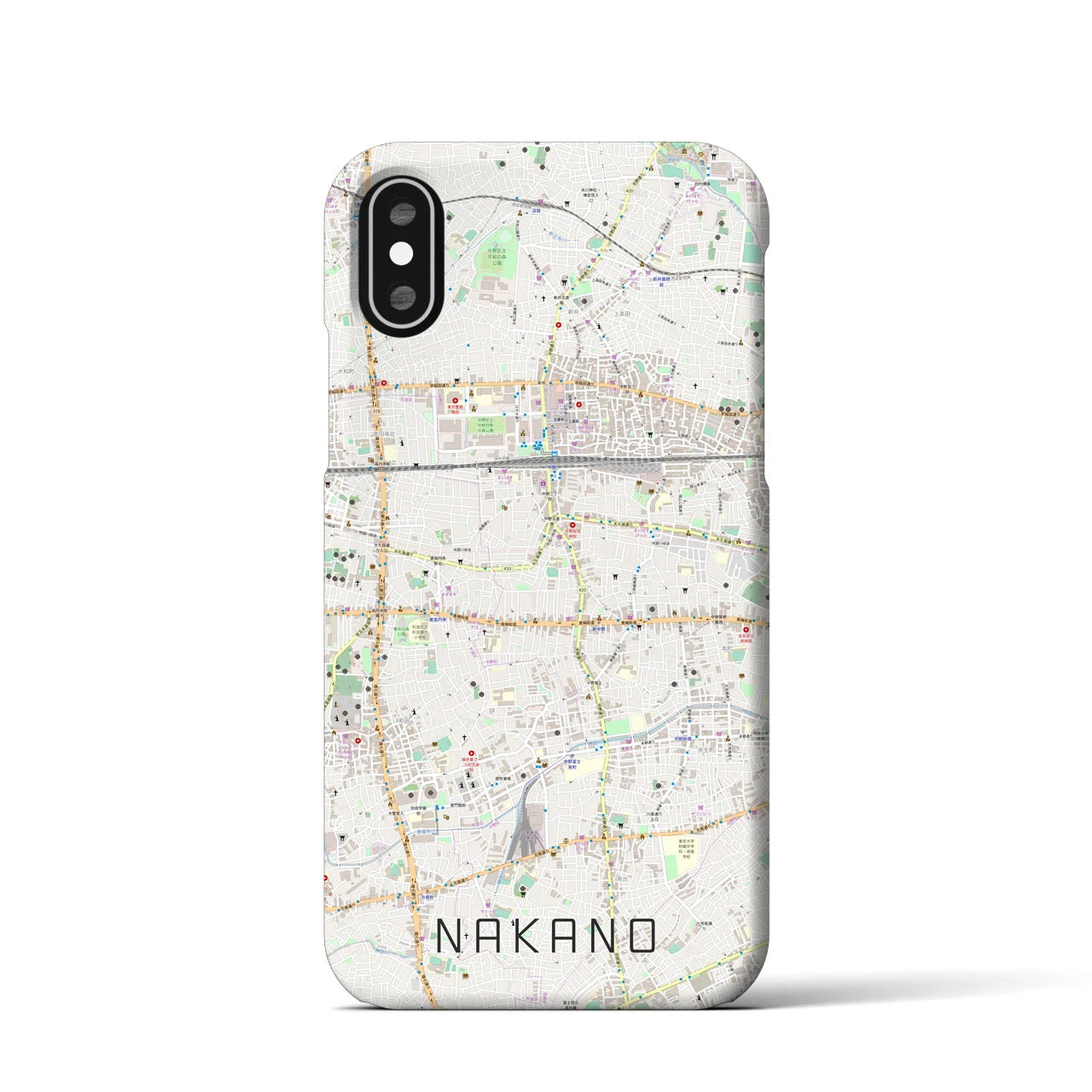 【中野（東京都）】地図柄iPhoneケース（バックカバータイプ）ナチュラル・iPhone XS / X 用