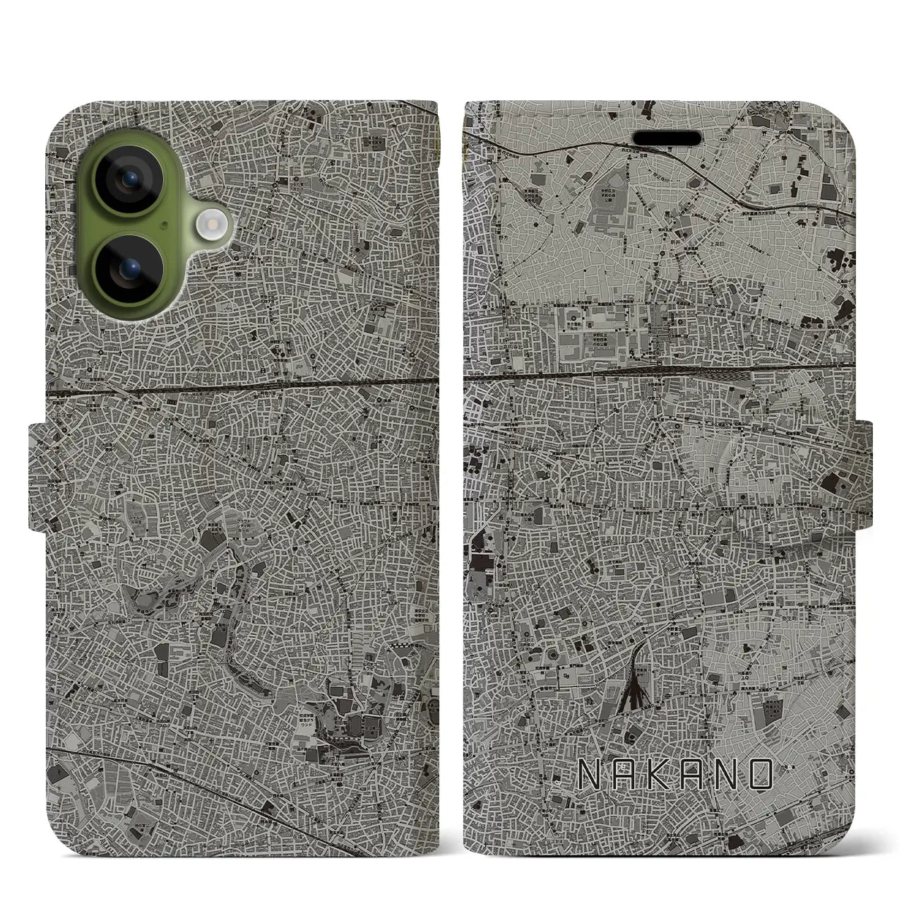 【中野（東京都）】地図柄iPhoneケース（手帳タイプ）
