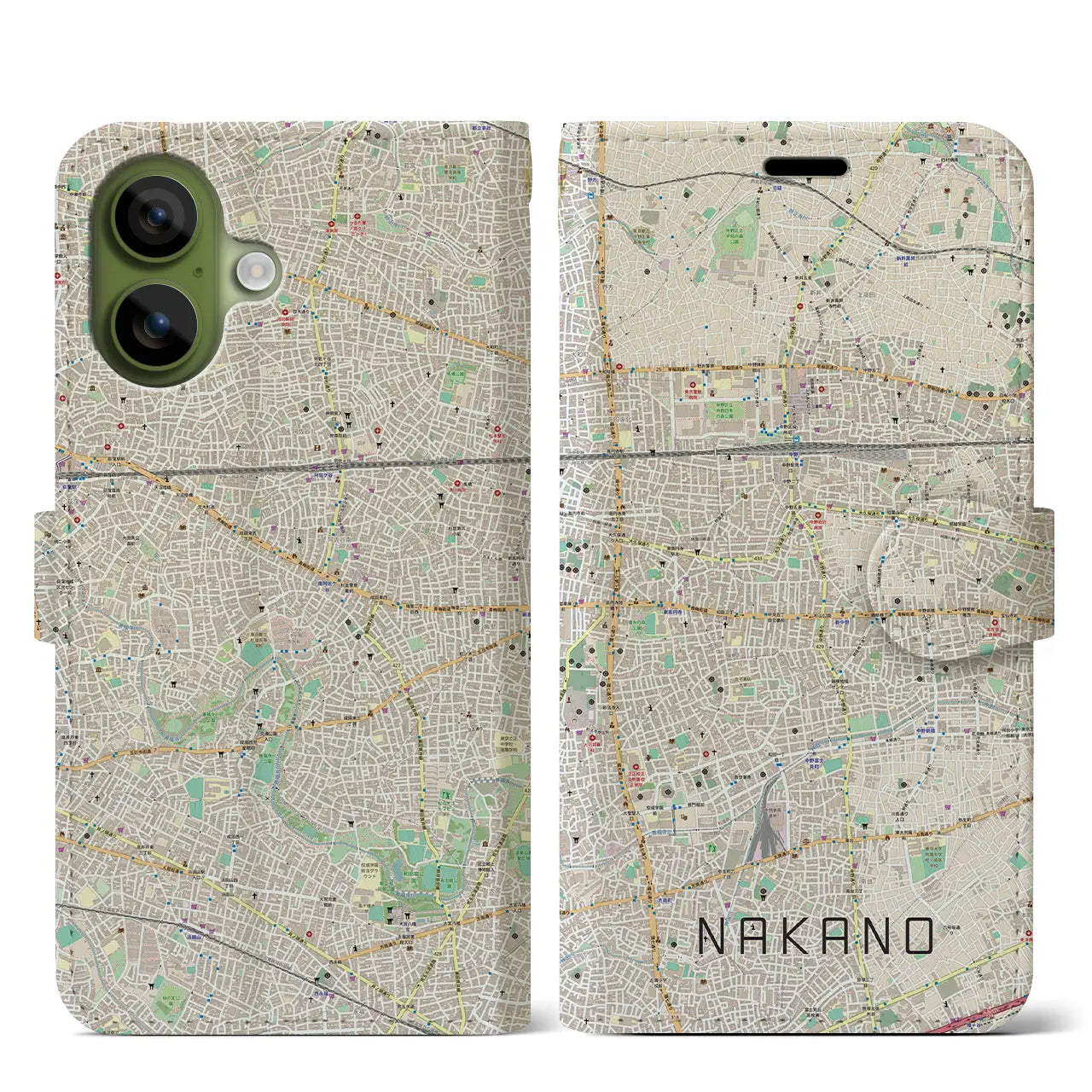 【中野（東京都）】地図柄iPhoneケース（手帳タイプ）