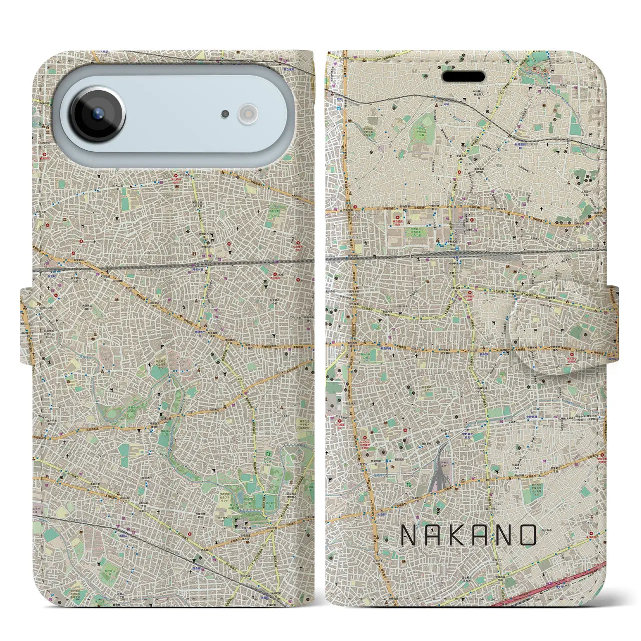 【中野（東京都）】地図柄iPhoneケース（手帳タイプ）