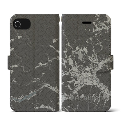 【中之条（群馬県）】地図柄iPhoneケース（手帳タイプ）モノトーン・iPhone SE（第3 / 第2世代） / 8 / 7 / 6s / 6 用