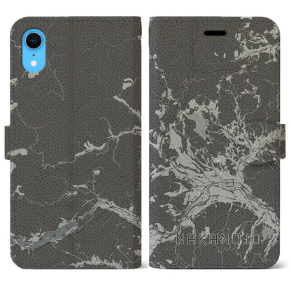 【中之条（群馬県）】地図柄iPhoneケース（手帳タイプ）モノトーン・iPhone XR 用