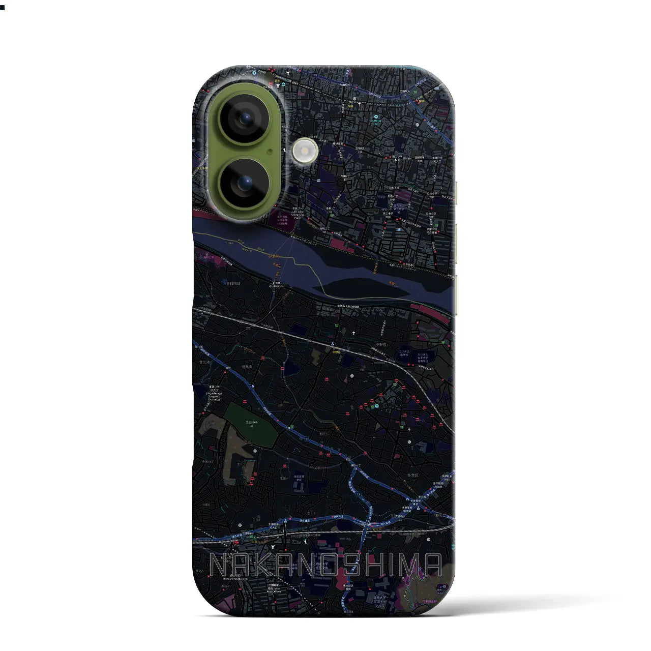 【中野島（神奈川県）】地図柄iPhoneケース（バックカバータイプ）