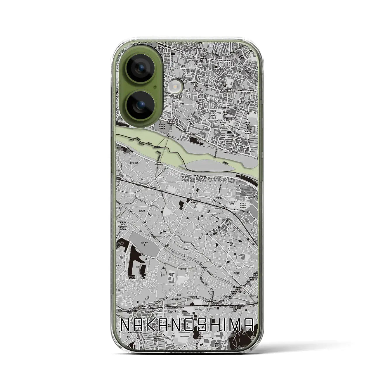 【中野島（神奈川県）】地図柄iPhoneケース（クリアタイプ）