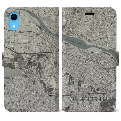 【中野島（神奈川県）】地図柄iPhoneケース（手帳タイプ）モノトーン・iPhone XR 用