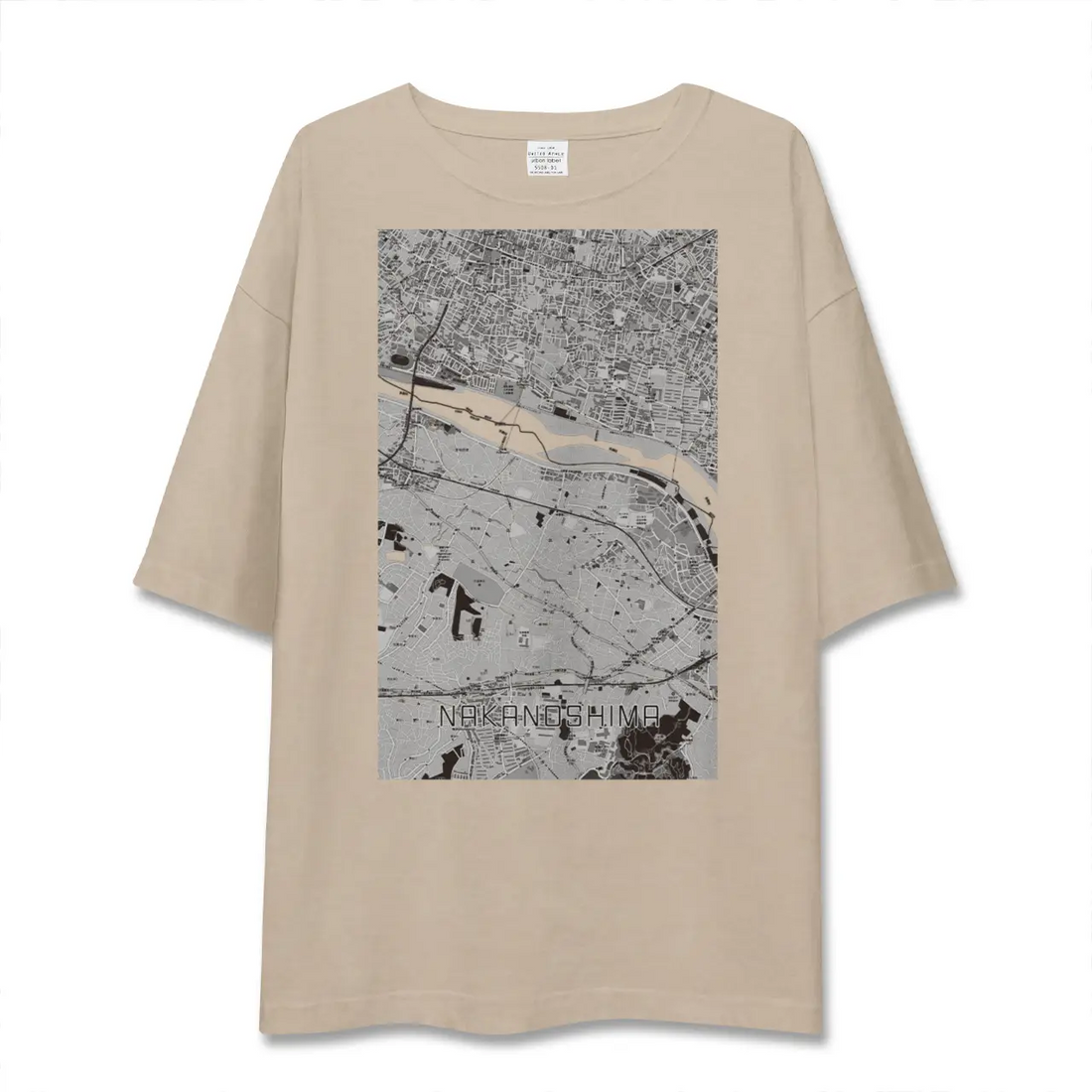 【中野島（神奈川県）】地図柄ビッグシルエットTシャツ
