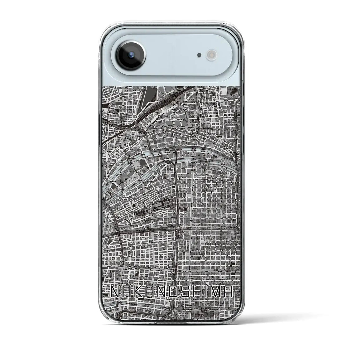 【中之島（大阪府）】地図柄iPhoneケース（クリアタイプ）モノトーン・iPhone 17 Pro Max 用