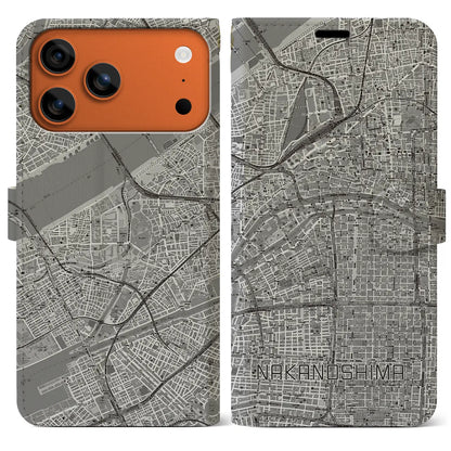 【中之島（大阪府）】地図柄iPhoneケース（手帳タイプ）