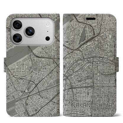 【中之島（大阪府）】地図柄iPhoneケース（手帳タイプ）