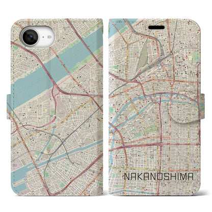 【中之島（大阪府）】地図柄iPhoneケース（手帳タイプ）