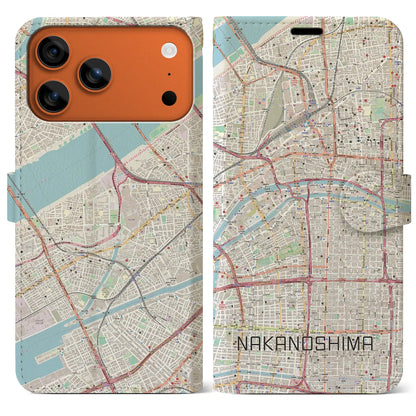 【中之島（大阪府）】地図柄iPhoneケース（手帳タイプ）