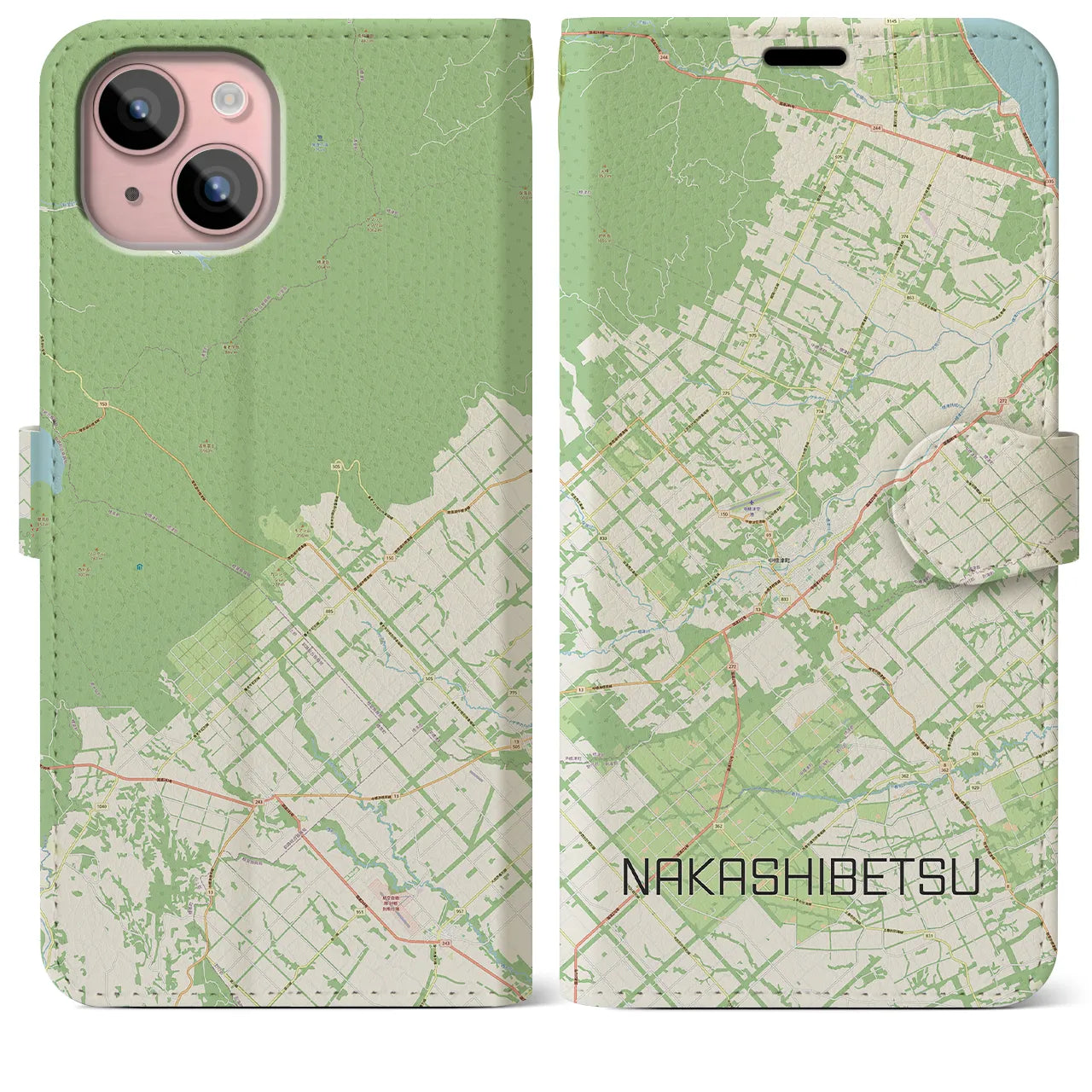 【中標津（北海道）】地図柄iPhoneケース（手帳タイプ）