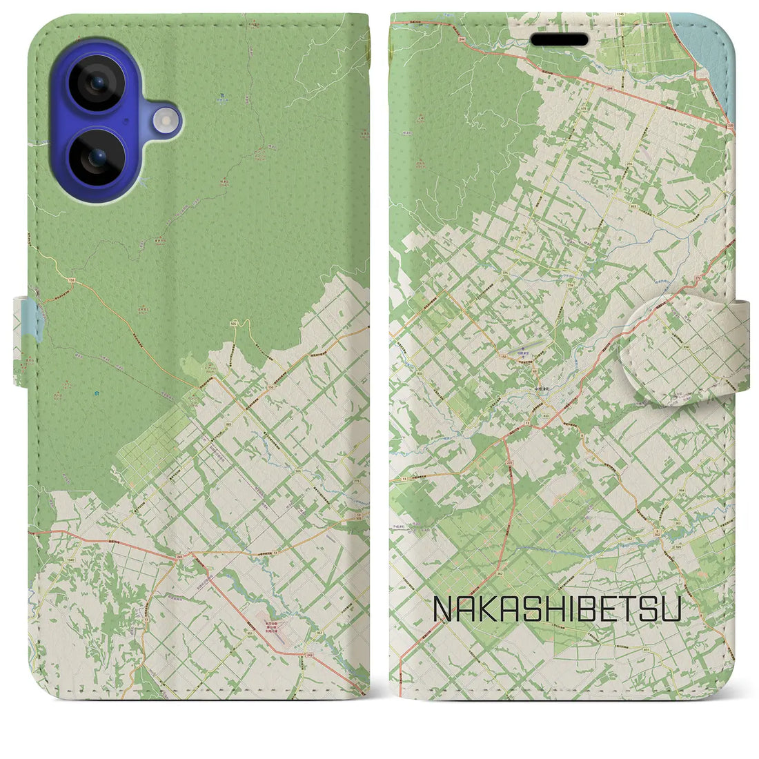 【中標津(北海道)】地図柄iPhoneケース(手帳タイプ)ナチュラル・iPhone 16 Pro Max 用