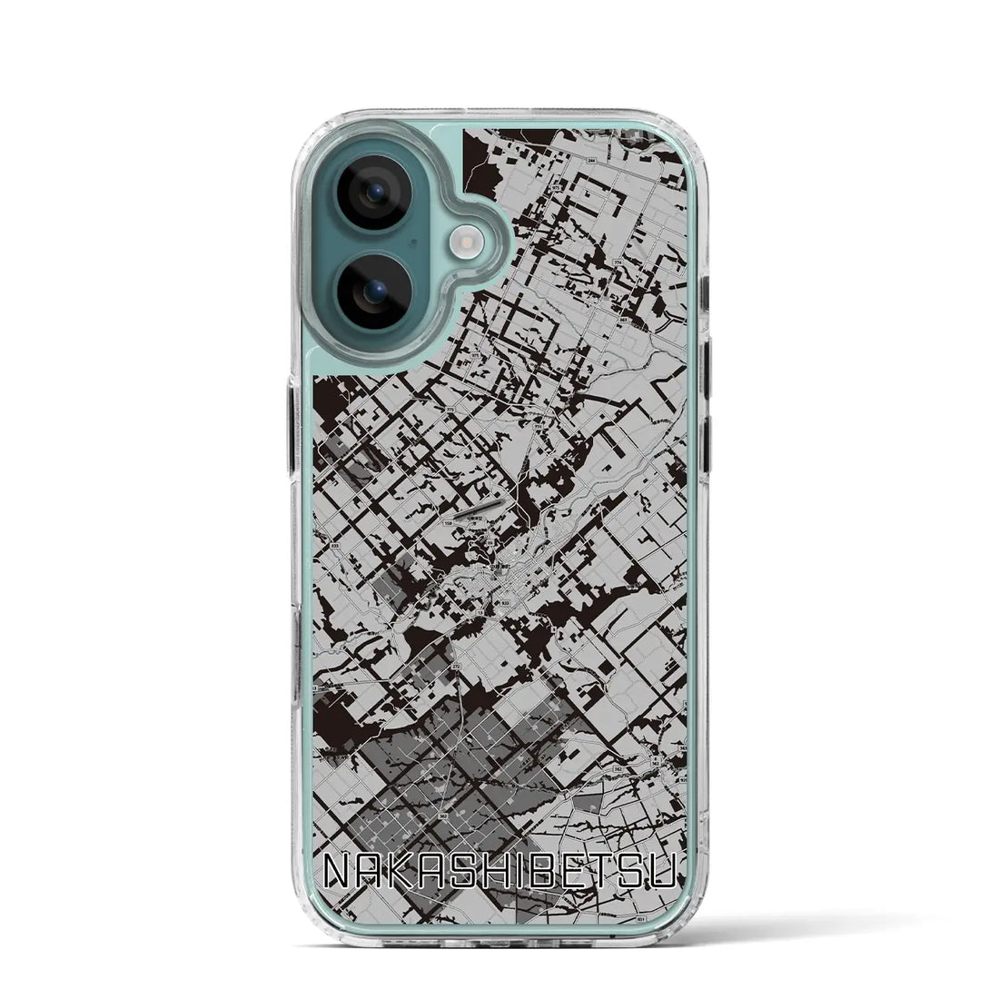 【中標津（北海道）】地図柄iPhoneケース（MagSafeタイプ）モノトーン・iPhone 16 Pro 用
