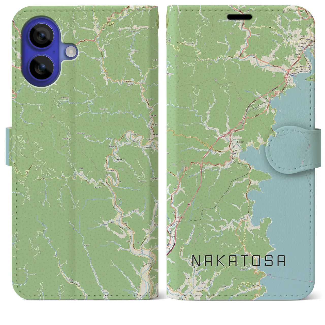 【中土佐（高知県）】地図柄iPhoneケース（手帳タイプ）ナチュラル・iPhone 16 Pro Max 用