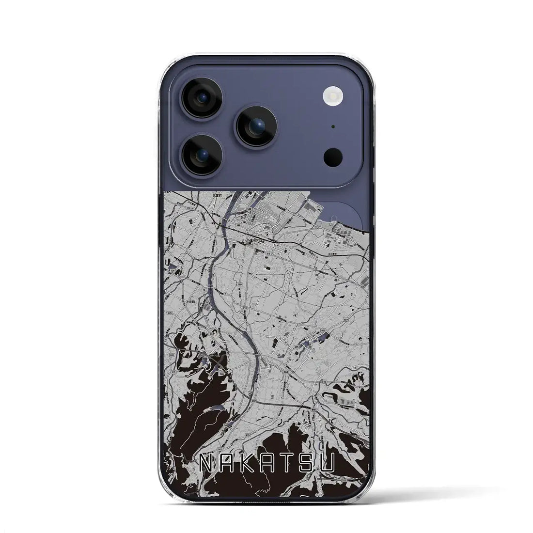 【中津(大分県)】地図柄iPhoneケース(クリアタイプ)モノトーン・iPhone 17 Pro Max 用