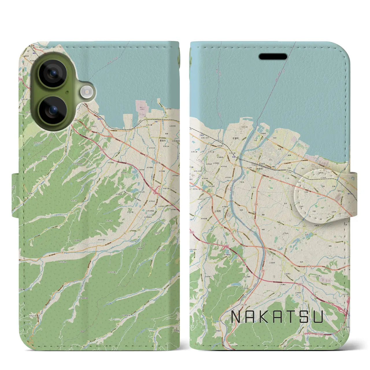 【中津（大分県）】地図柄iPhoneケース（手帳タイプ）