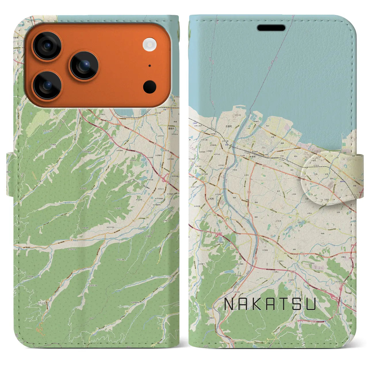 【中津（大分県）】地図柄iPhoneケース（手帳タイプ）