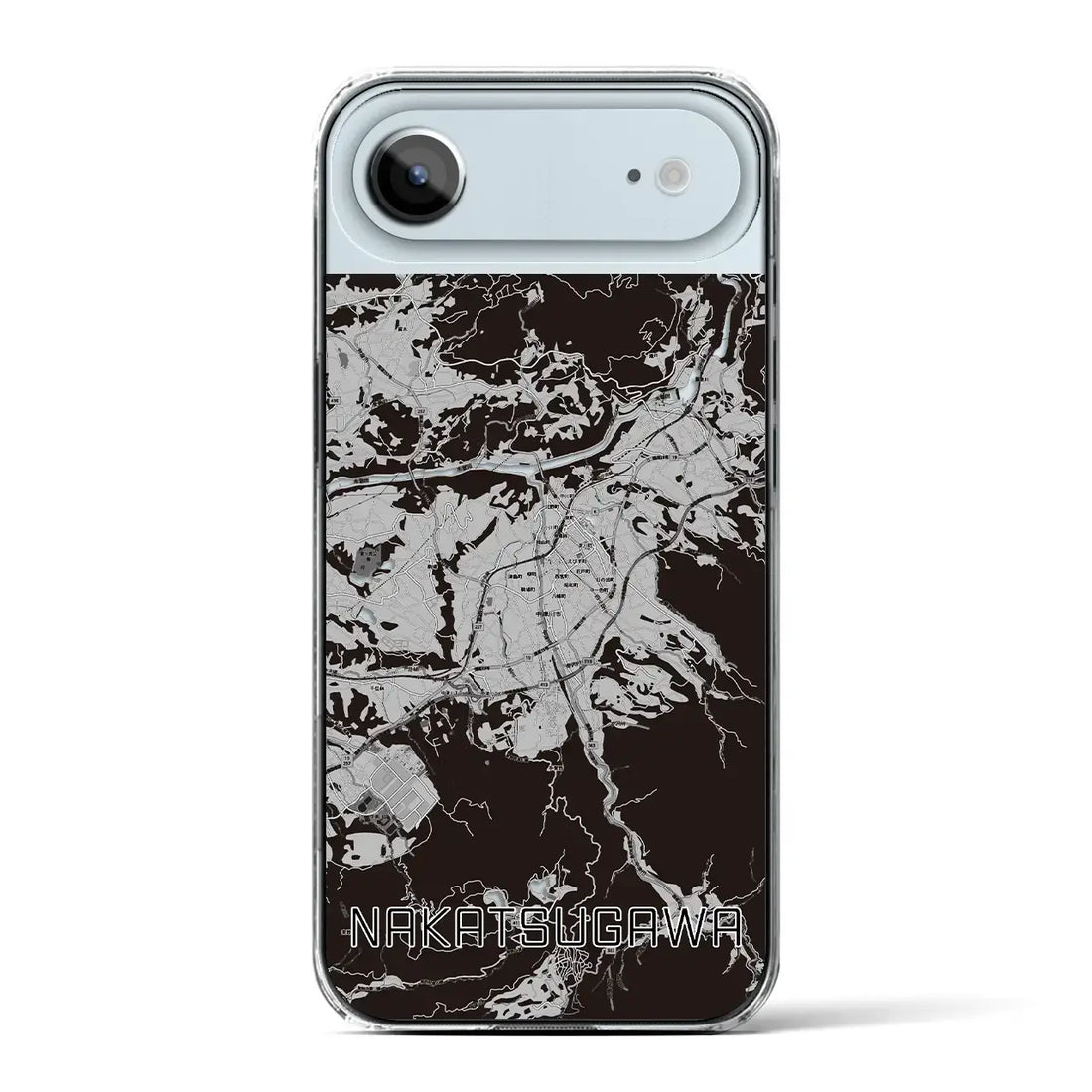 【中津川（岐阜県）】地図柄iPhoneケース（クリアタイプ）モノトーン・iPhone 17 Pro Max 用