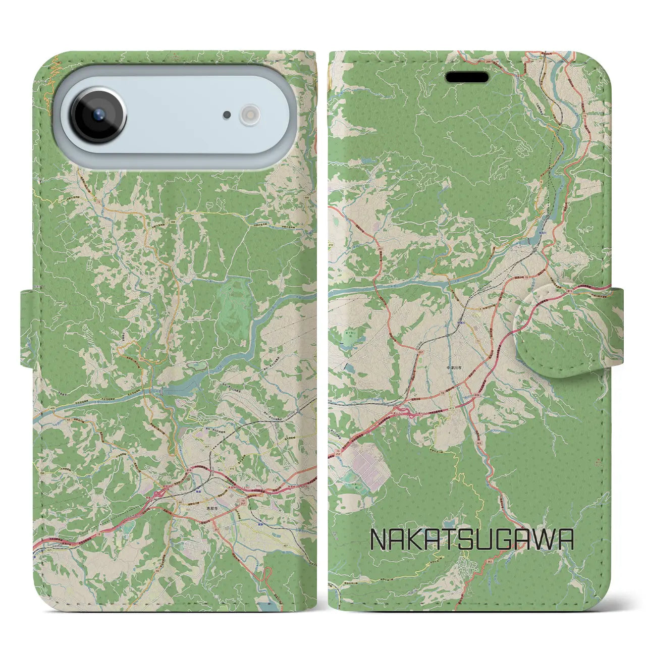 【中津川（岐阜県）】地図柄iPhoneケース（手帳タイプ）