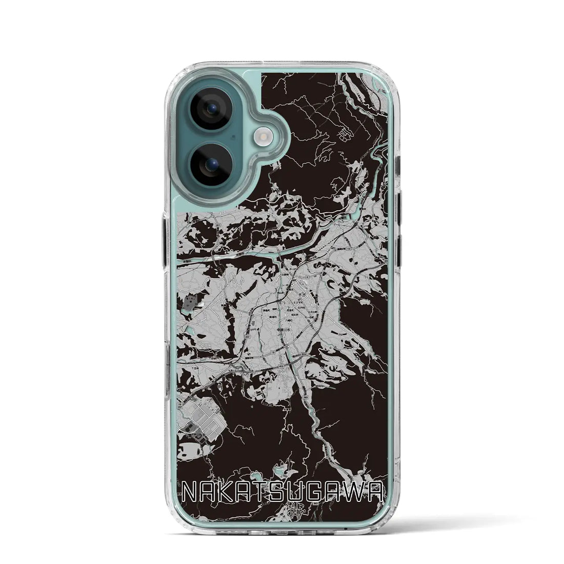 【中津川（岐阜県）】地図柄iPhoneケース（MagSafeタイプ）モノトーン・iPhone 16 Pro 用