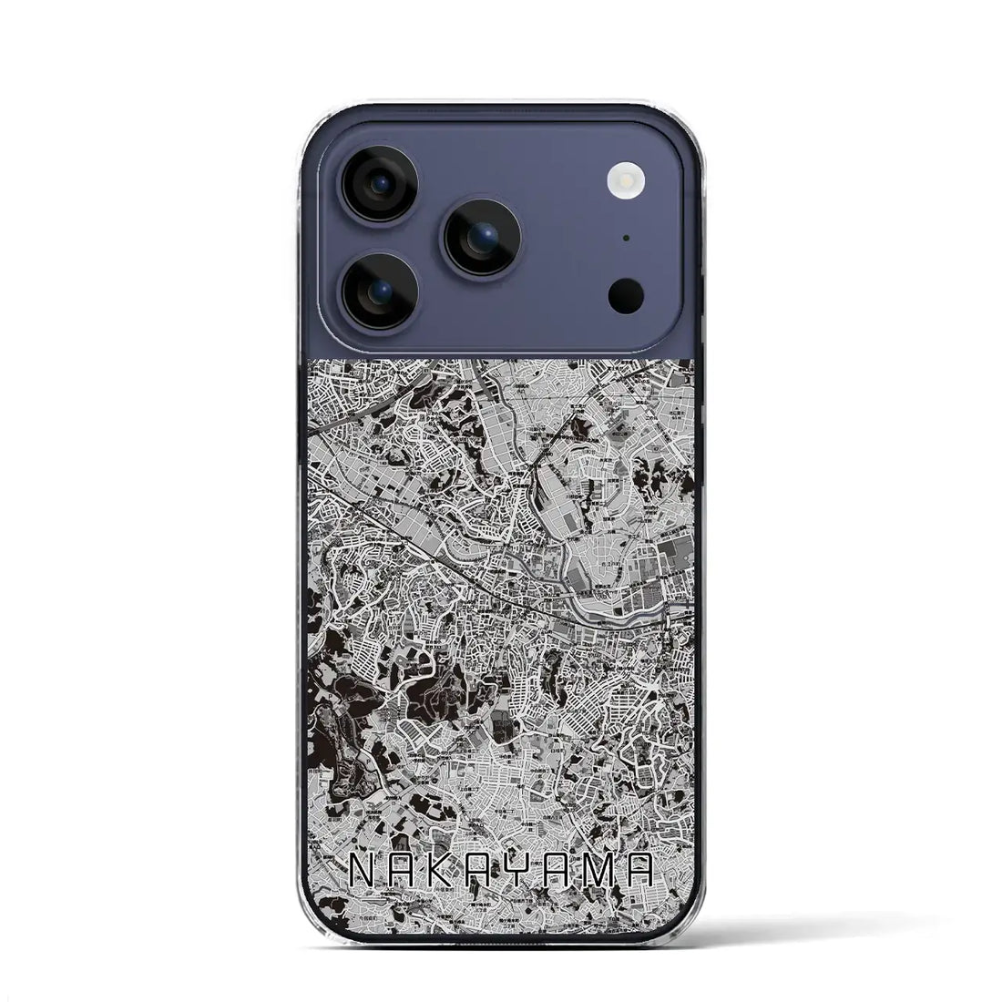 【中山(神奈川県)】地図柄iPhoneケース(クリアタイプ)モノトーン・iPhone 17 Pro Max 用