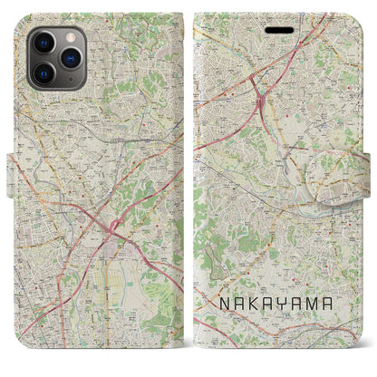 【中山（神奈川県）】地図柄iPhoneケース（手帳タイプ）ナチュラル・iPhone 11 Pro Max 用