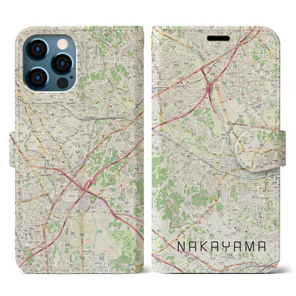 【中山（神奈川県）】地図柄iPhoneケース（手帳タイプ）ナチュラル・iPhone 12 / 12 Pro 用