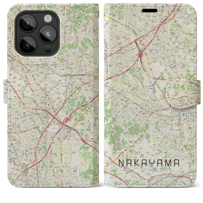 【中山（神奈川県）】地図柄iPhoneケース（手帳タイプ）ナチュラル・iPhone 15 Pro Max 用