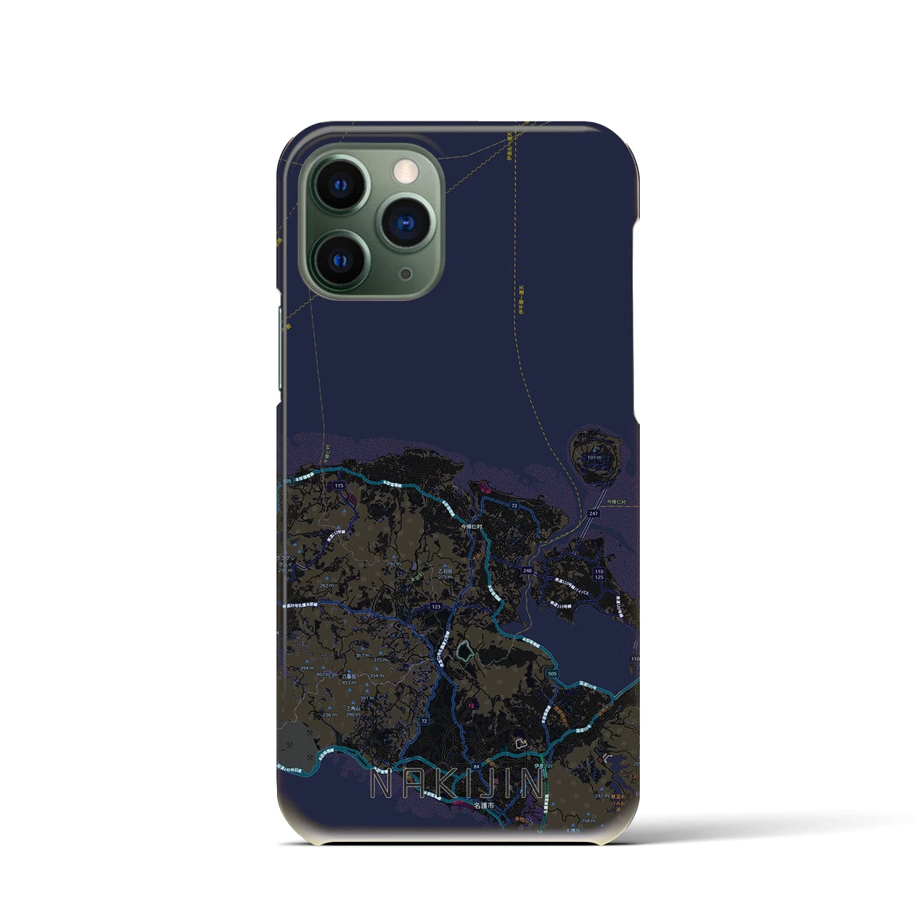 【今帰仁（沖縄県）】地図柄iPhoneケース（バックカバータイプ）