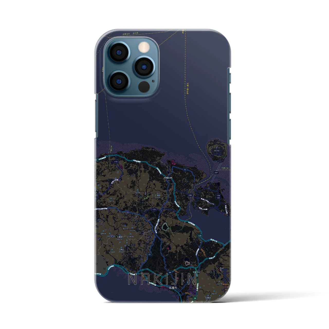 【今帰仁（沖縄県）】地図柄iPhoneケース（バックカバータイプ）