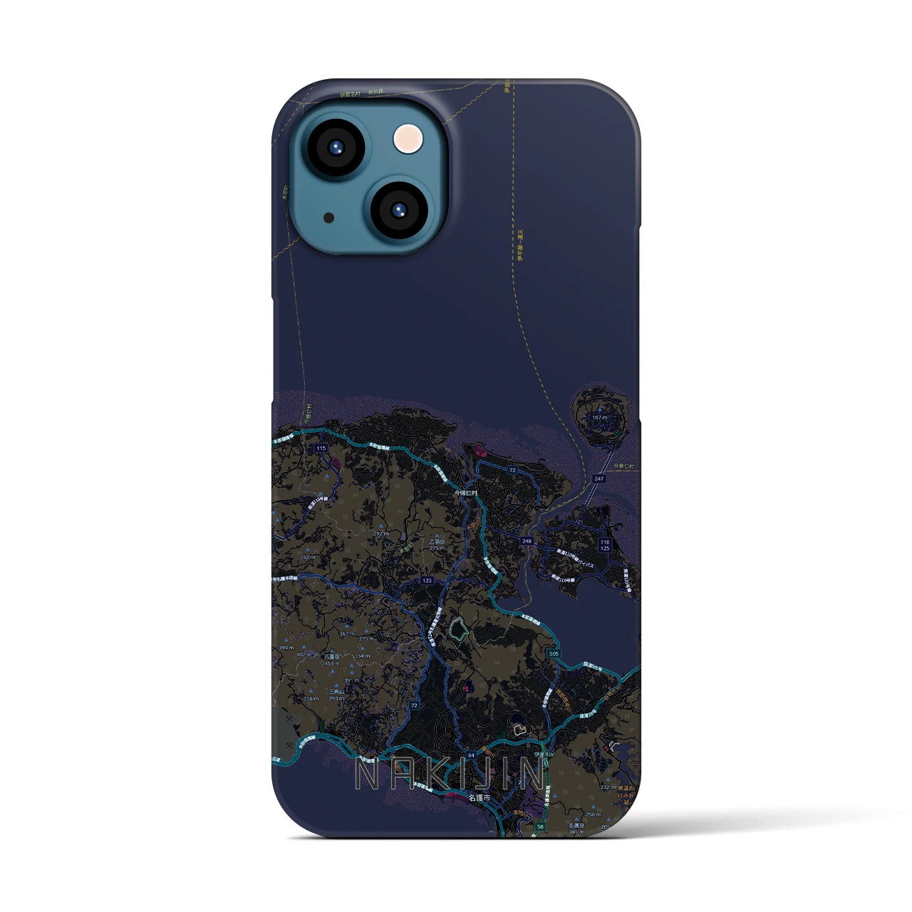 【今帰仁（沖縄県）】地図柄iPhoneケース（バックカバータイプ）