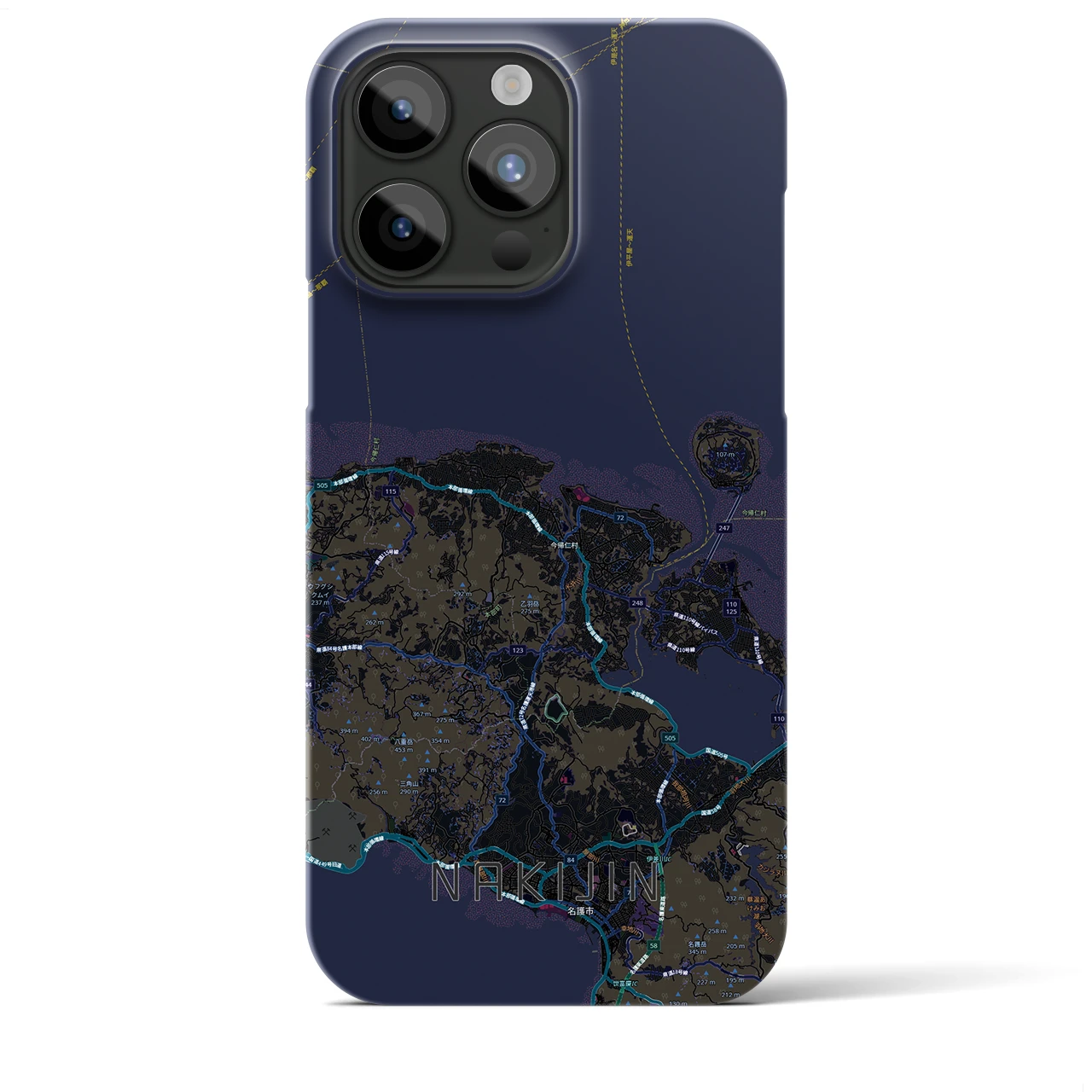 【今帰仁（沖縄県）】地図柄iPhoneケース（バックカバータイプ）