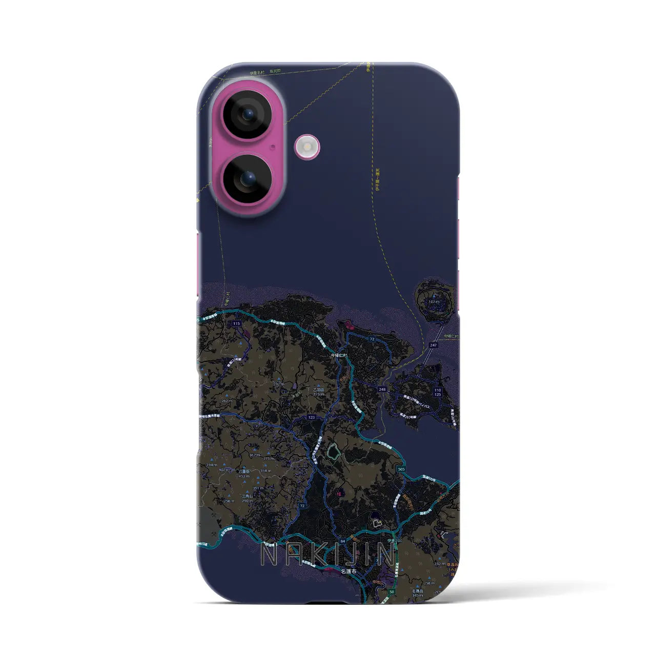 【今帰仁（沖縄県）】地図柄iPhoneケース（バックカバータイプ）