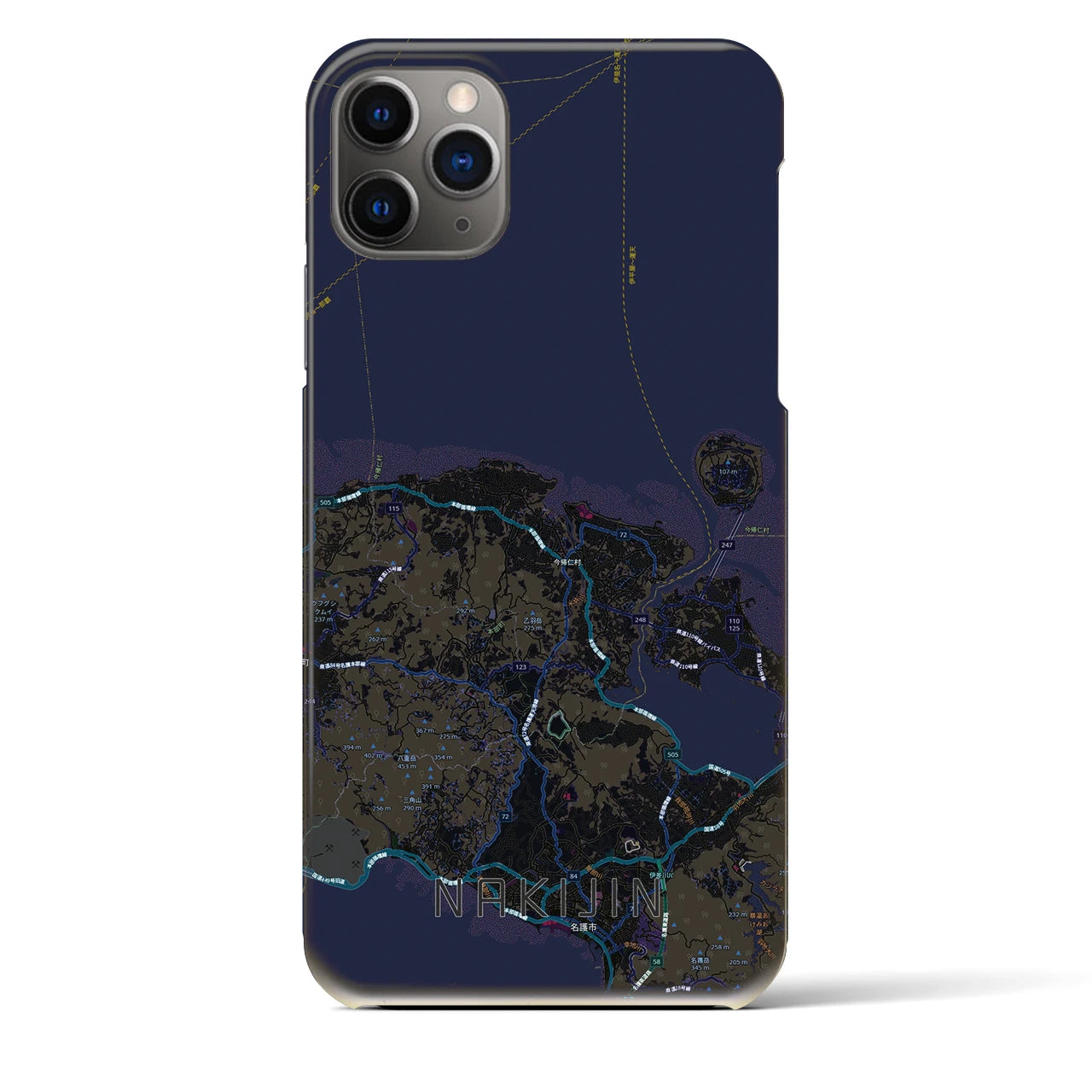【今帰仁（沖縄県）】地図柄iPhoneケース（バックカバータイプ）