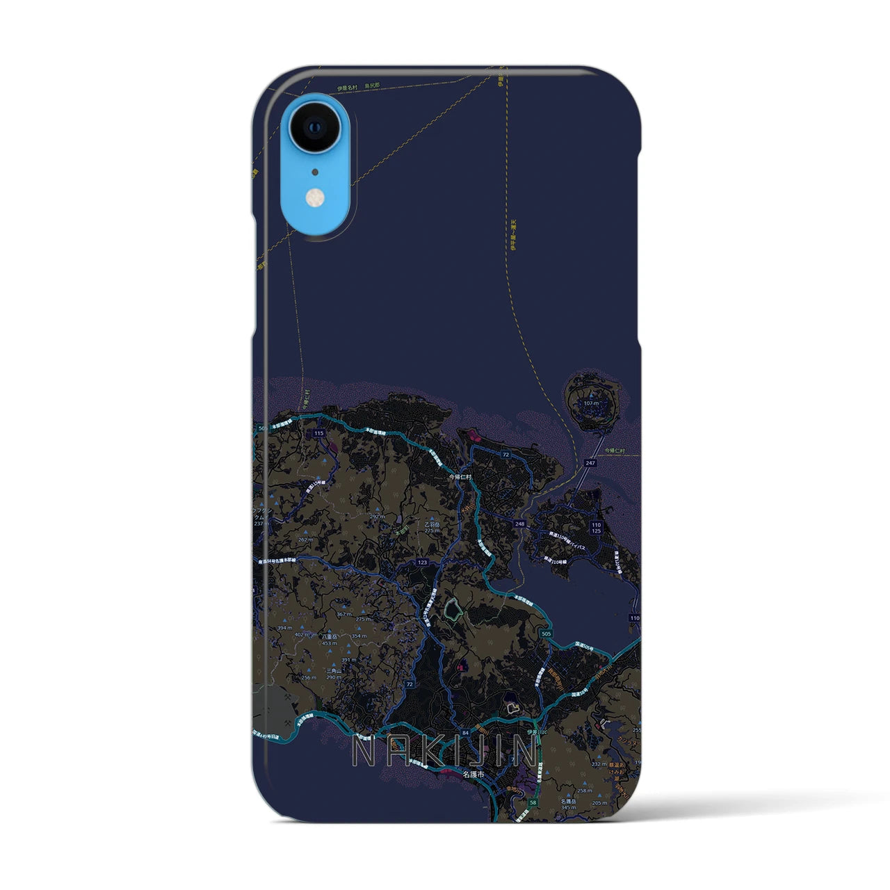 【今帰仁（沖縄県）】地図柄iPhoneケース（バックカバータイプ）